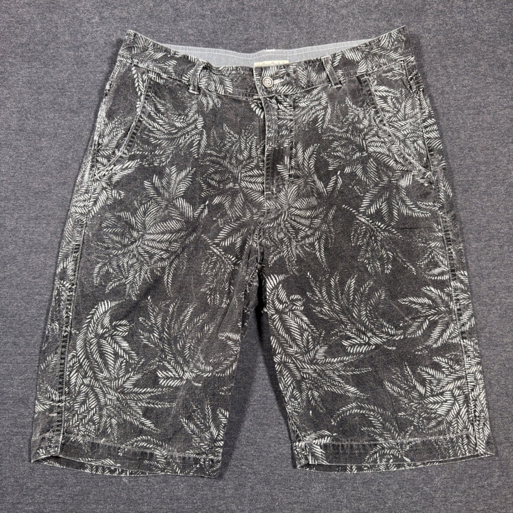 Carbon 2 Cobalt Shorts Mens 30 Grey Palm Print Linen Blend Casual Summer Floral